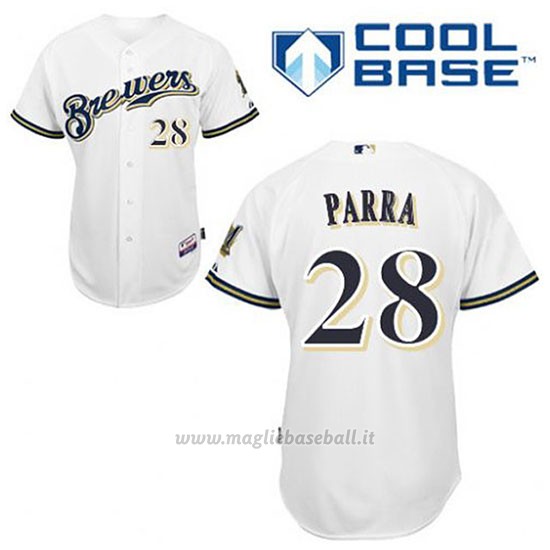 Maglia Baseball Uomo Milwaukee Brewers Gerardo Parra 28 Bianco 1ªCool Base